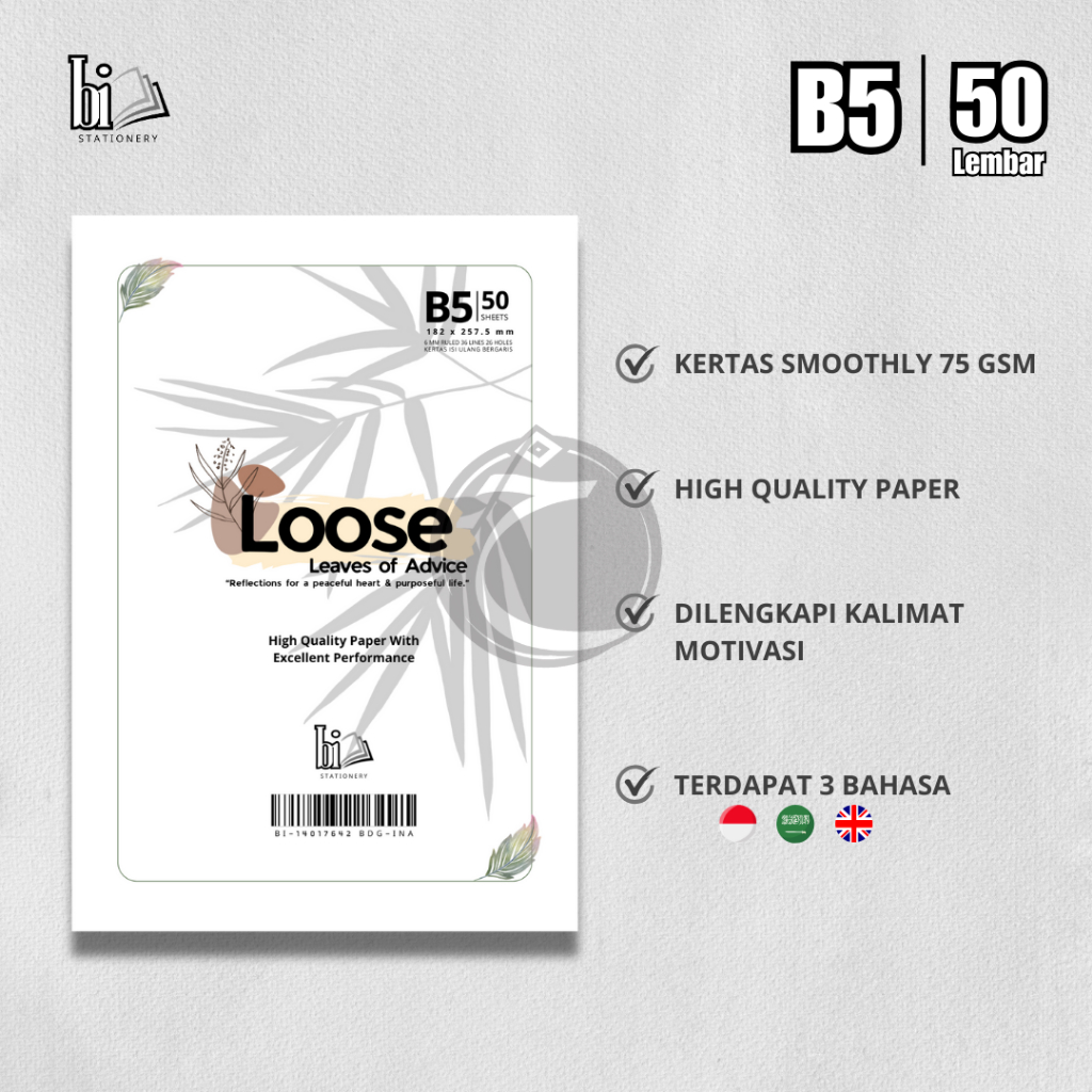

Loose Leaf / Isi binder B5 - 50 lembar | Dilengkapi Kalimat Motivasi 3 Bahasa