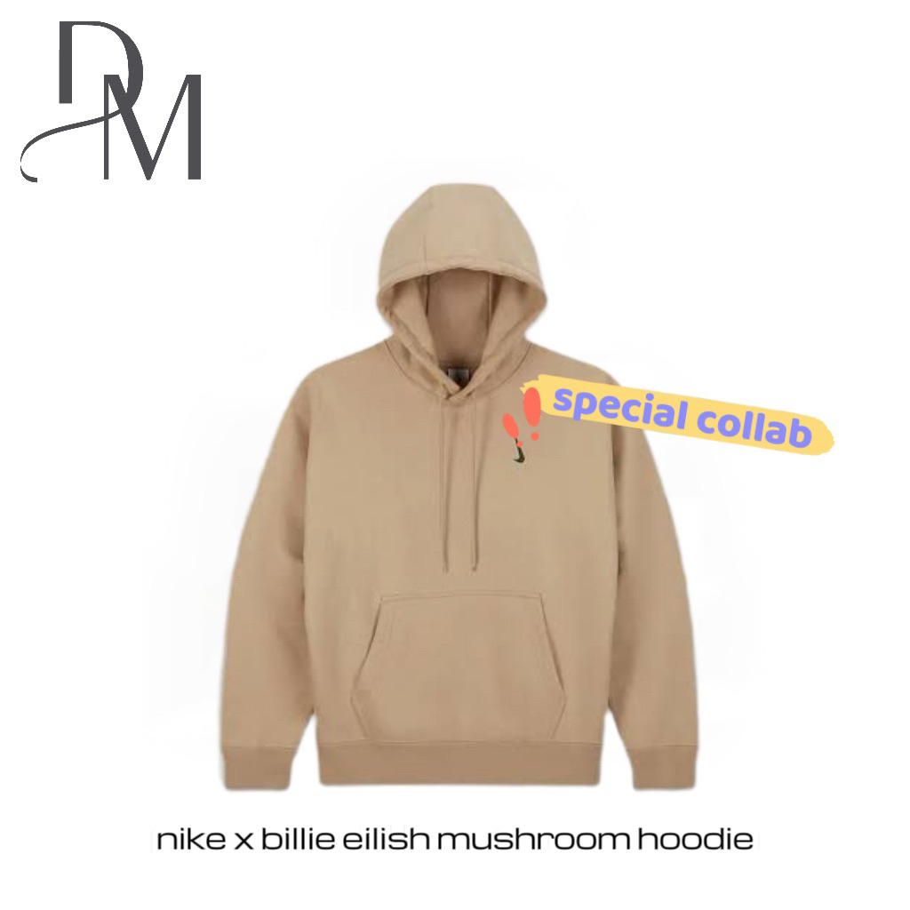 Unisex Nike x Billie Eilish Mushroom Coloured Fleece Hoodie Jumper