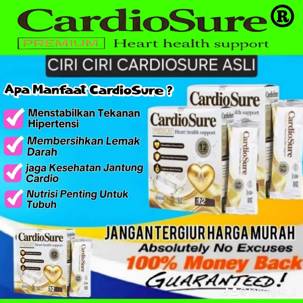 

Cardiosure Paket 2 Box Premium ® Menjaga Kesehatan Hipertensi Jantung Asam Urat Kolestrol