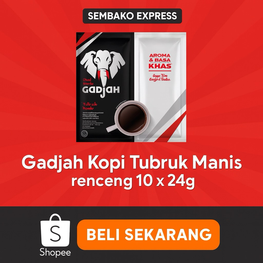 

Gadjah Kopi Tubruk Manis Renceng 10 x 24g – Aroma & Rasa Khas