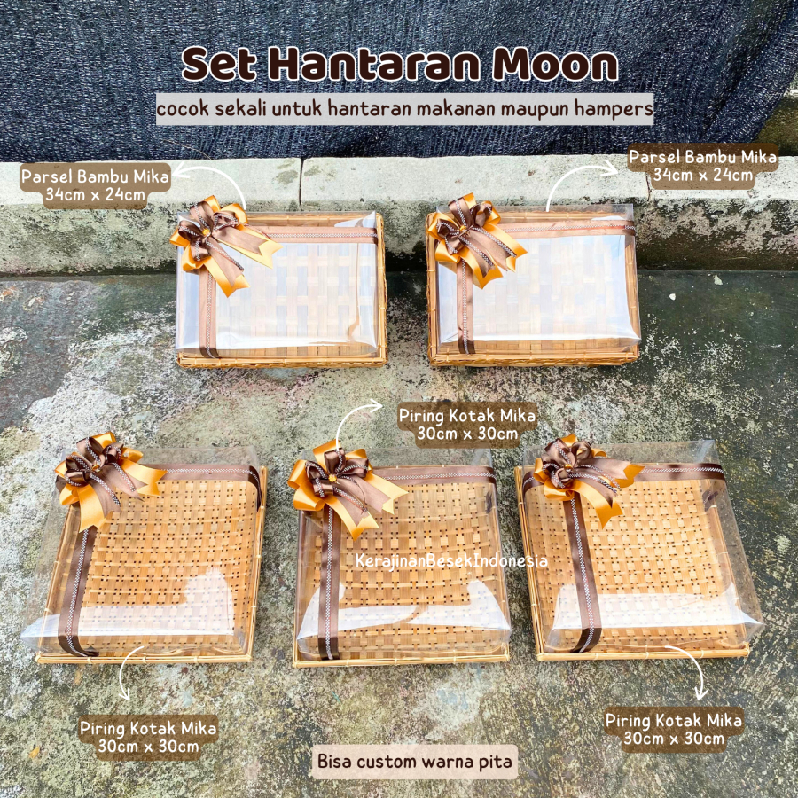 

SET BOX HANTARAN LENGKAP ISI 5 BONUS PITA kotak seserahan hampers murah parsel unik anyam bambu souv