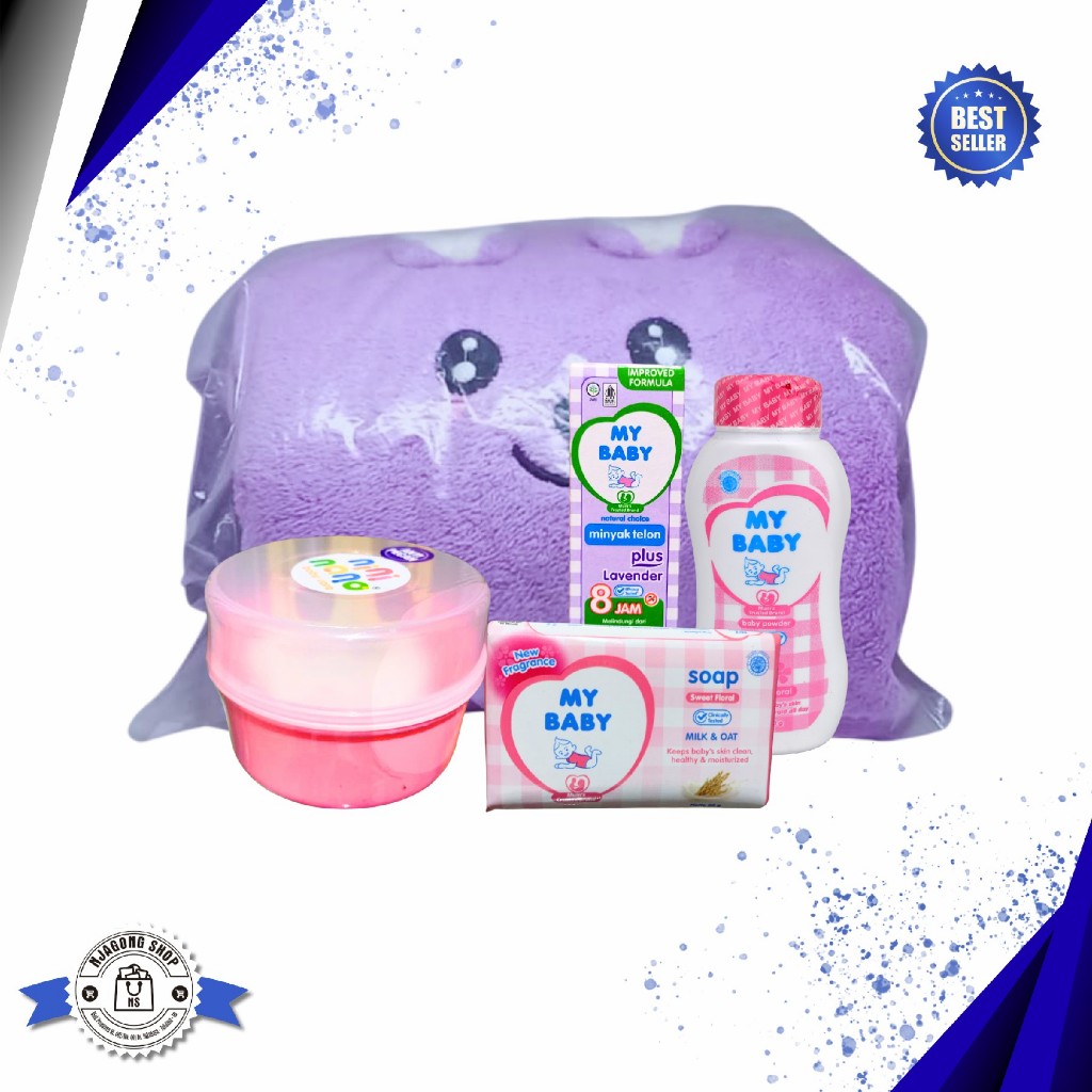 My Baby Paket Mandi Bayi dengan Tempat Bedak dan Handuk Karakter