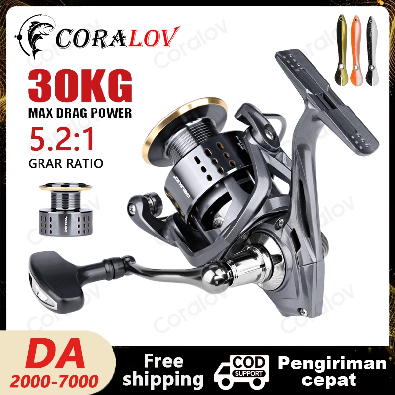 【Hadiah】Coralov Deukio Reel Pancing DA2000-7000 Ril Pancing Kuat Full Metal Reel Pancing Spinning Po