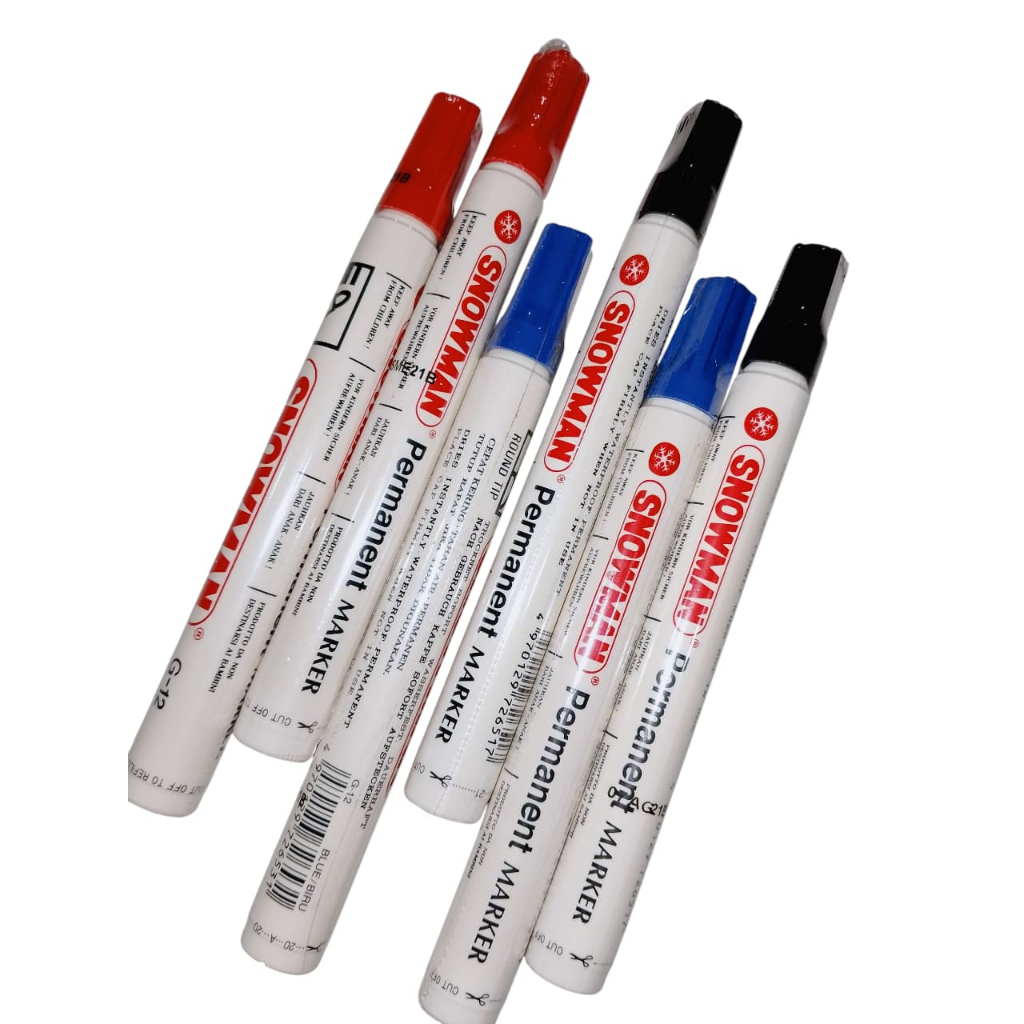 

Spidol snowman permanen G12 Hitam, biru & merah/Marker Permanent