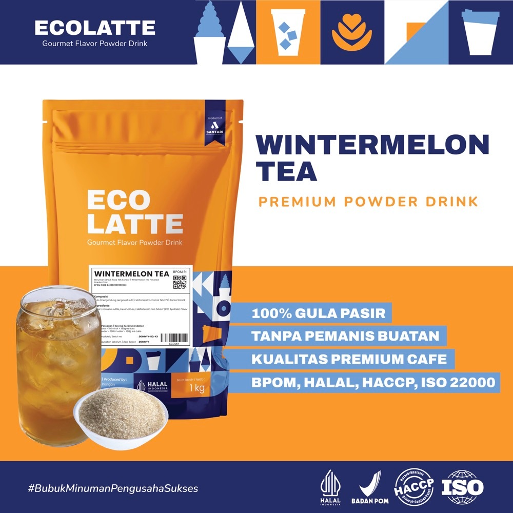 

ECOLATTE WINTERMELON TEA TEH KUNDUR HERBAL TEA BUBUK MINUMAN 1 KG PREMIUM POWDER DRINK ENAK RASA PISANG IJO