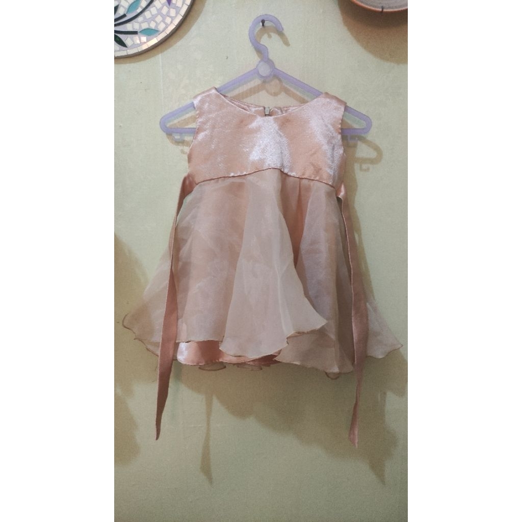 Gaun anak warna gold dan navy (Baru)