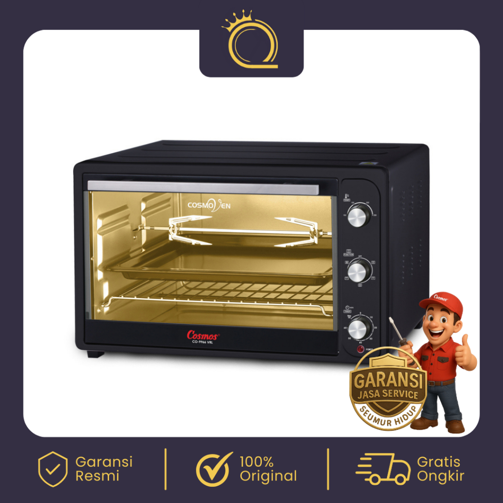 Cosmos Oven Listrik Big Capacity 66 Liter CO-9966 VRL Rotisserie Crumb Tray Grill
