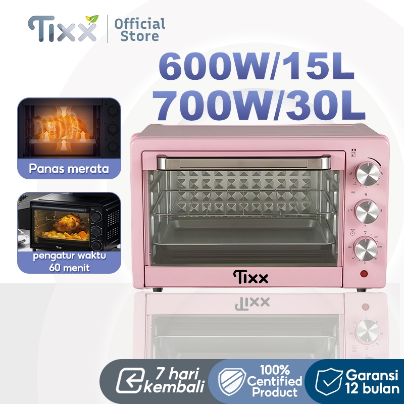 Tixx Oven Listrik Low Watt 600 Watt Kapasitas 15L/30L Pemanggang Roti Breakfast Maker Oven Serbaguna