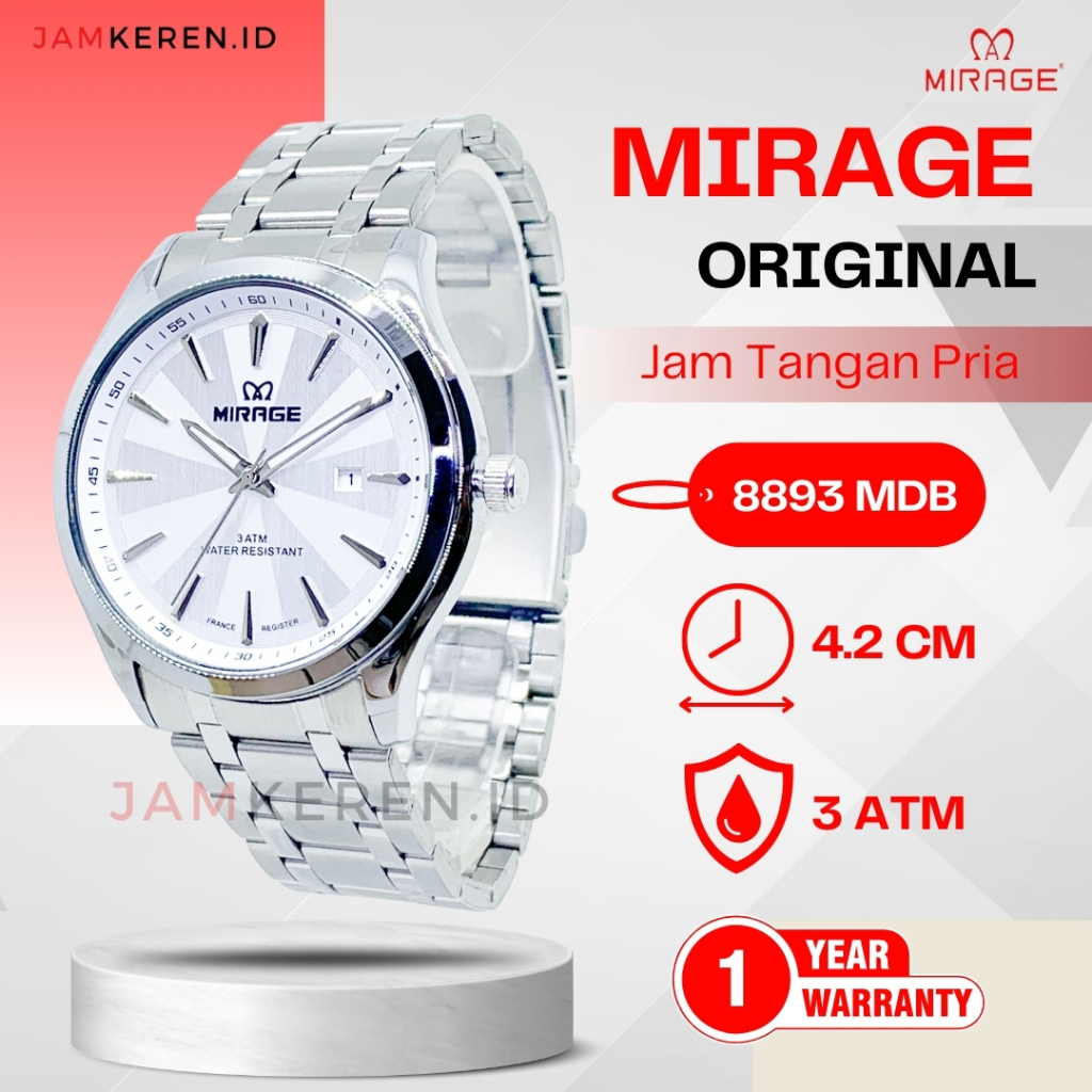 Jam Tangan Pria - Mirage - Jam Tangan Mirage Pria - 8893 MD Anti Air Original 100% Garansi Resmi