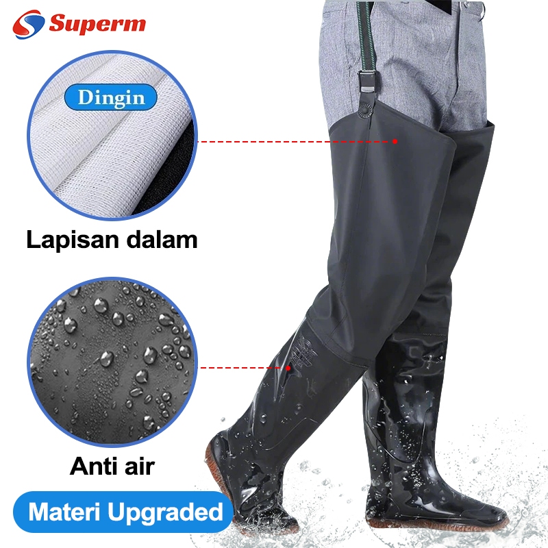 Sepatu Boot Karet Tinggi Hitam / Sepatu air / Sepatu Boot Sawah Panjang Pria Anti Air Impor Waterpro