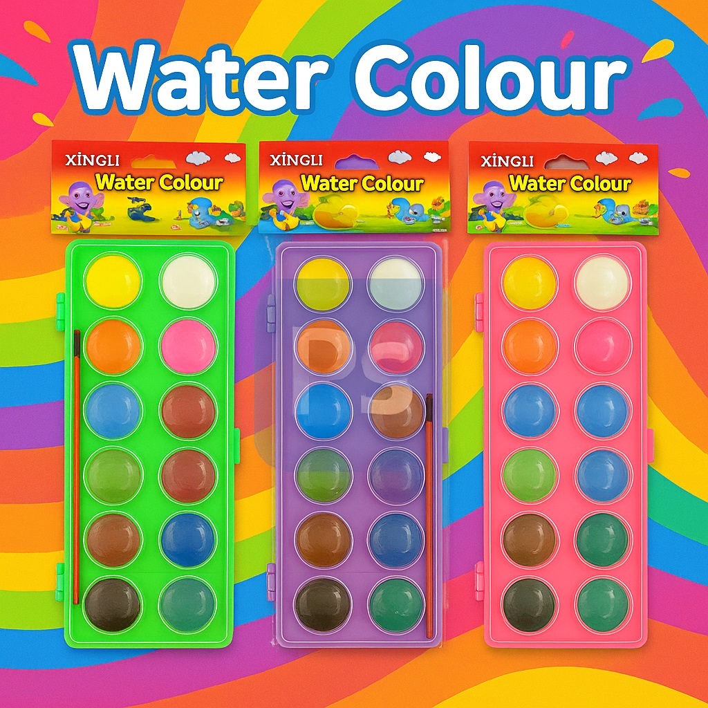 

Cat Air Anak XINLI 12 Warna + Kuas – Watercolour Set Edukatif & Kreatif