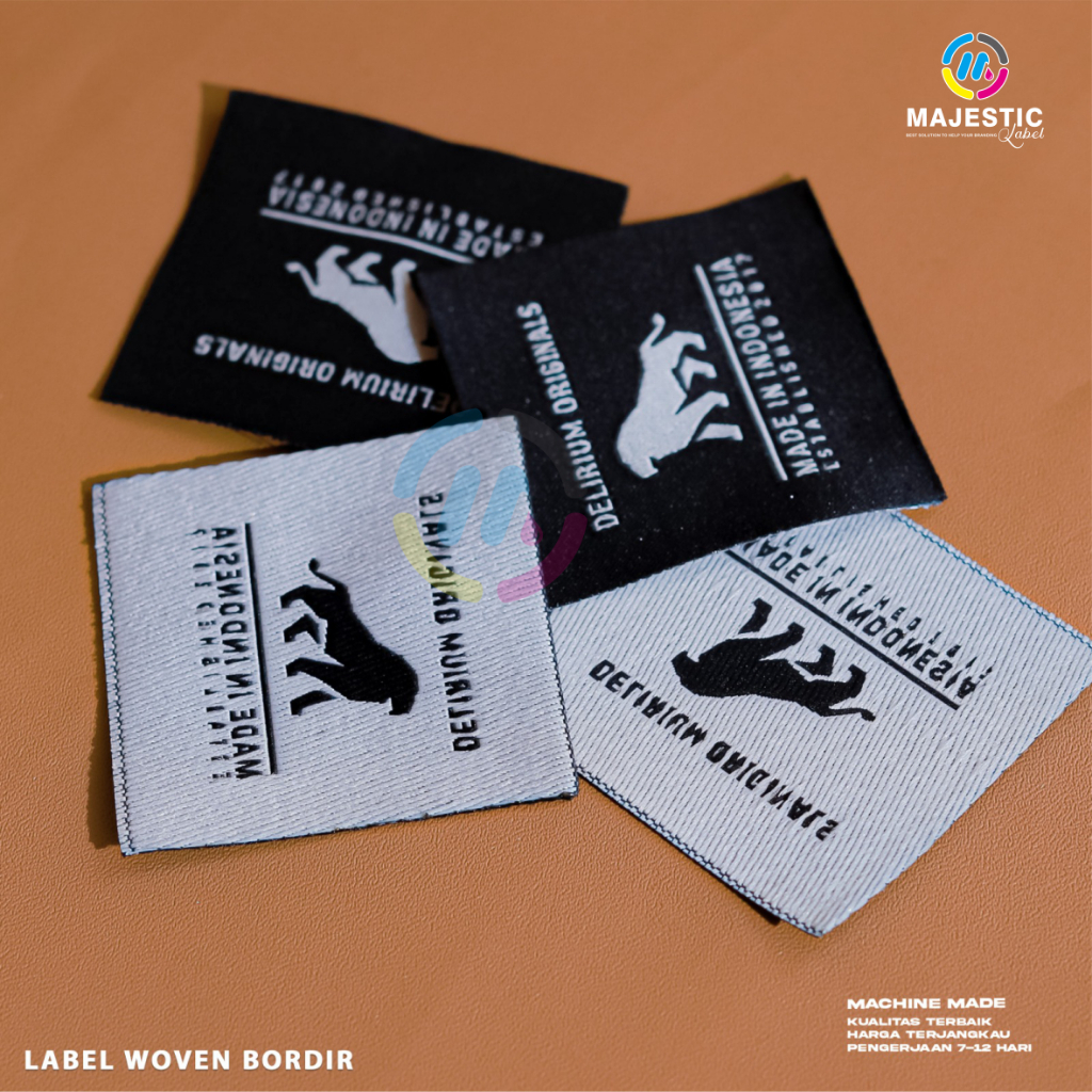 

label woven bordir 3X5 cm,woven damask, label baju, label hijab, label woven bordir