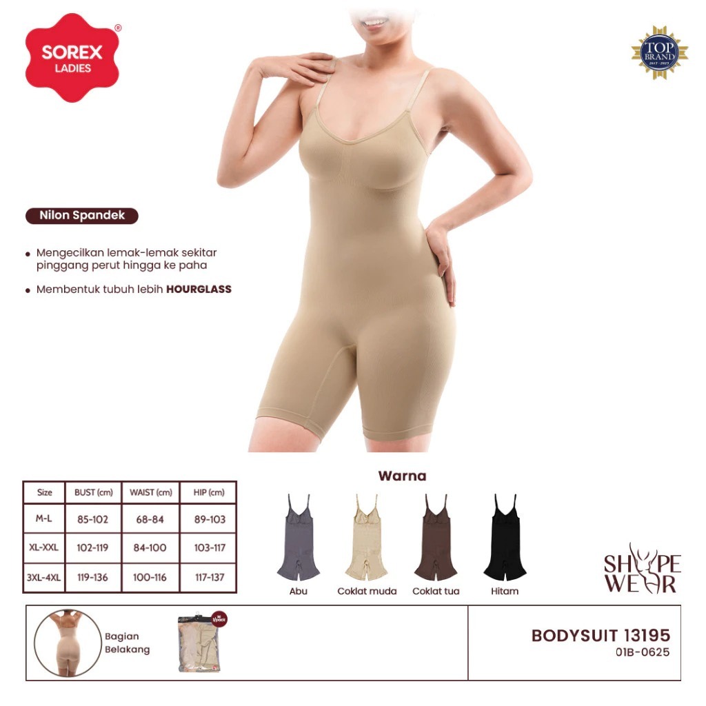 Sorex Shapewear Bodysuit Korset Full Body | Korset Pelangsing Slimsuit Sorex 13195 Ukuran M-XXL