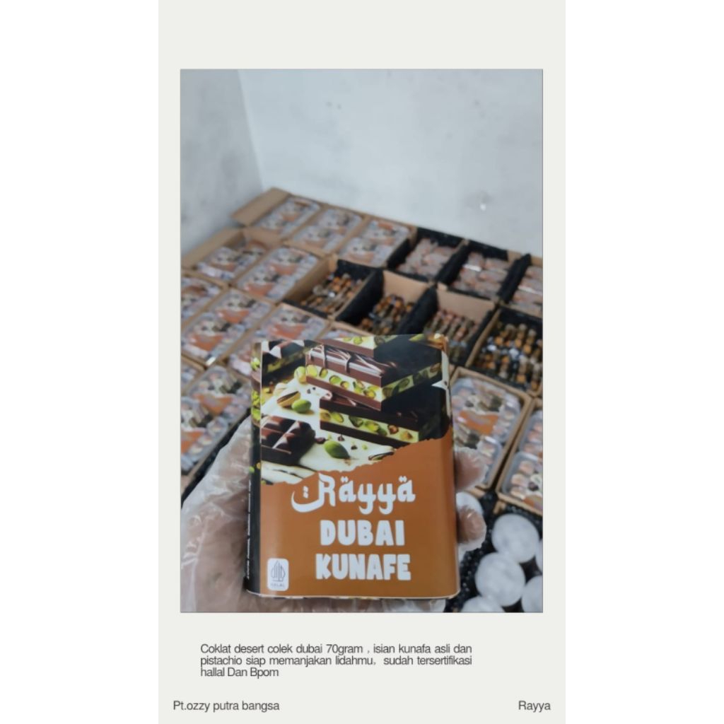 

coklat dubai pistacio kunafa berat 125gram BY RAYYA / cokelat dubay isian kunafa asli / coklat dubai viral /makanan viral / coklat Arab/ coklat viral /