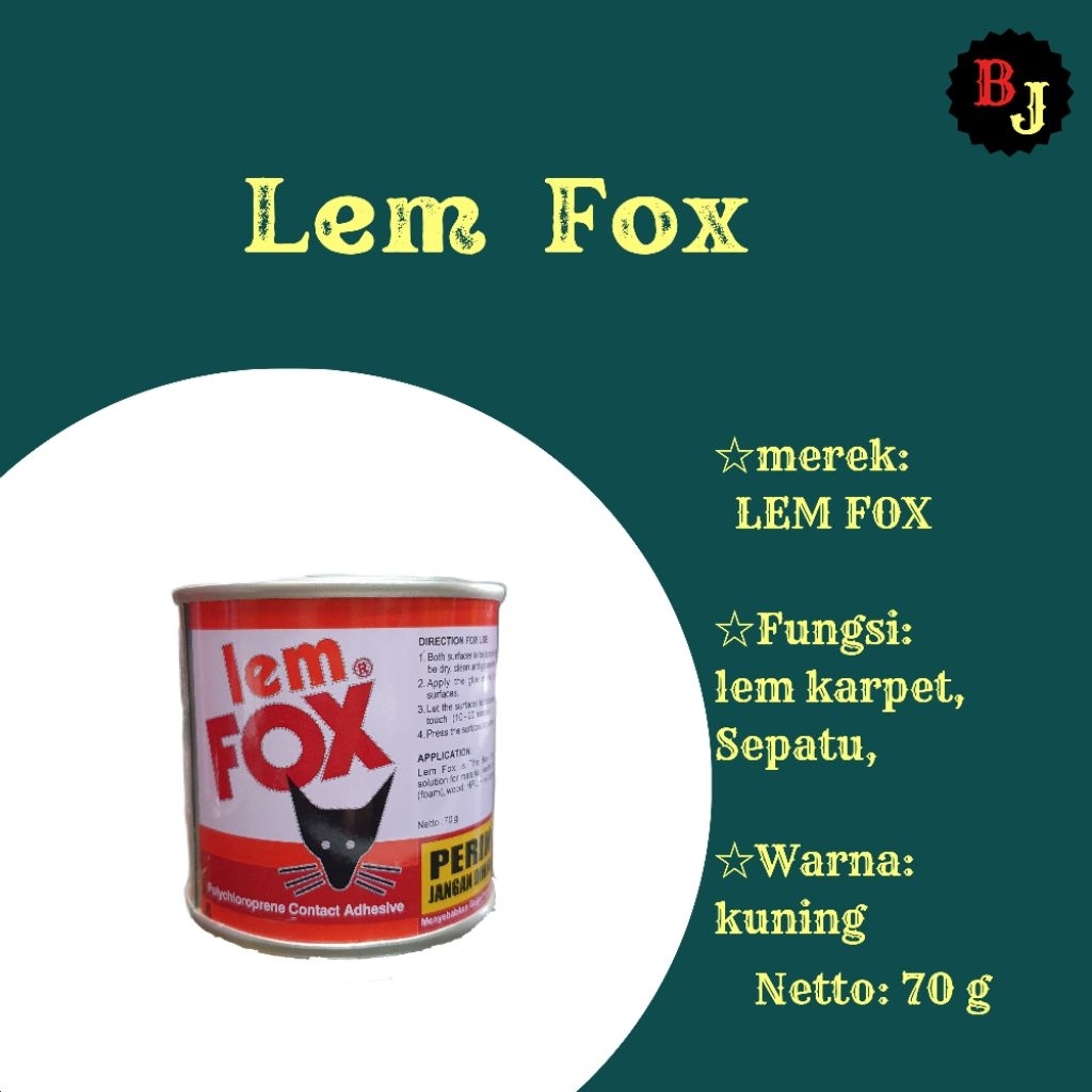 

Lem Kuning Fox 70 gr / Lem serbaguna, Sepatu, Multiguna , sandal, karpet