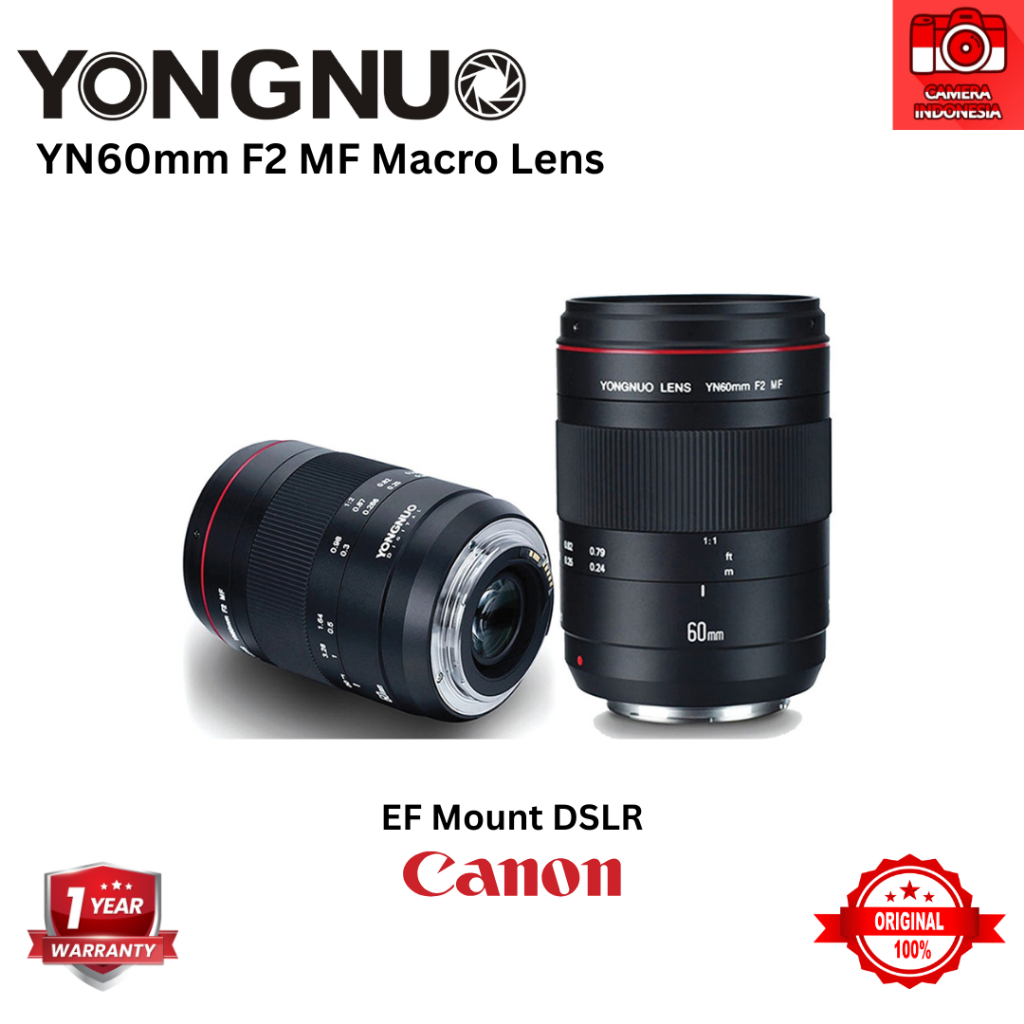 Yongnuo YN60mm F2 Macro Lens Manual Focus EF Mount for Canon Camera Lensa Kamera Canon DSLR