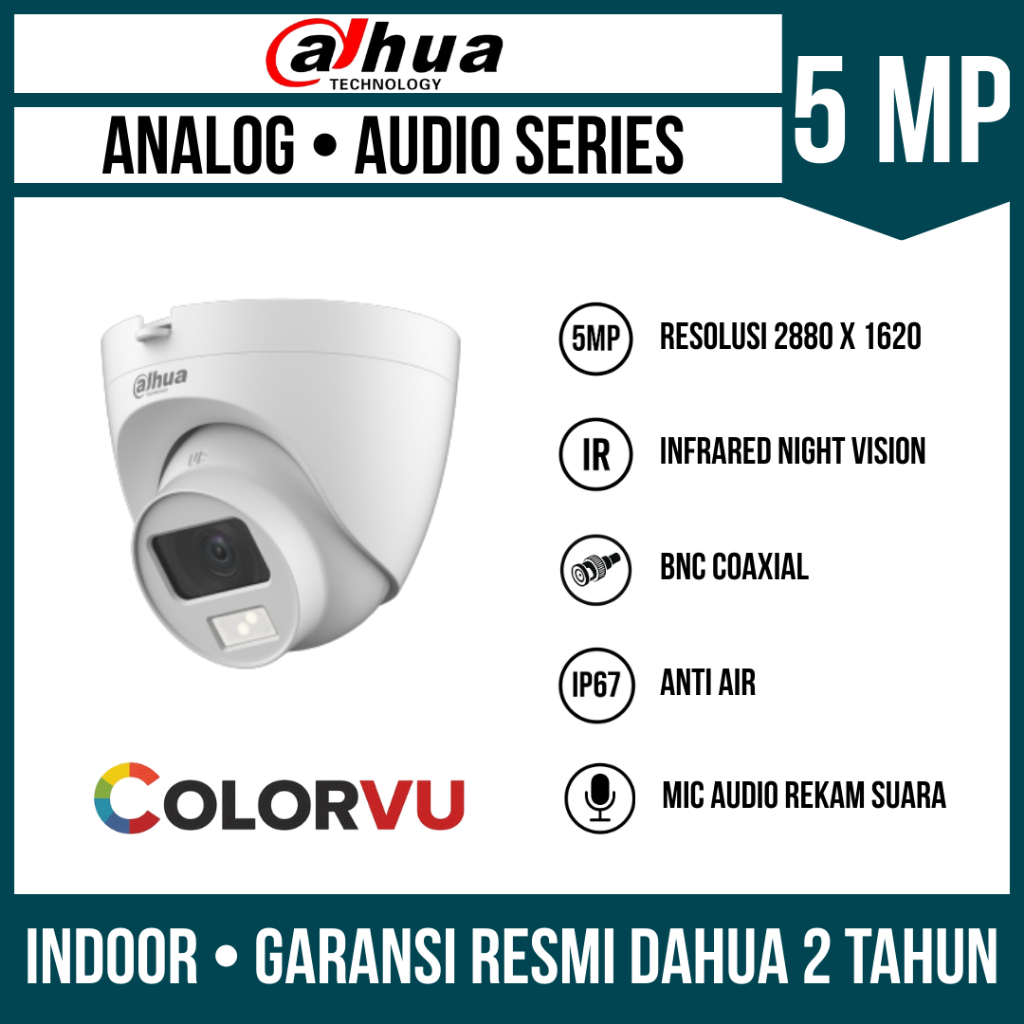Kamera CCTV Dahua Colorvu 5MP Audio Indoor Camera CCTV Fullcolor