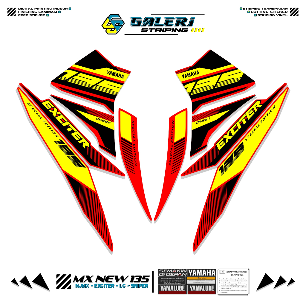 STRIPING JUPITER MX NEW 135 MOTIF 46 STIKER MX NEW 135 SIMPLE STICKER NJMX EXCITER RC LC 135 VARIASI