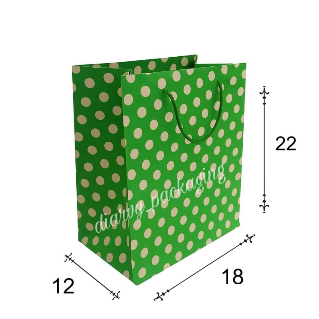 

paper bag motif POLKADOT paperbag motif R5 kertas samson kraft goodie bag souvenir murah ukuran 18x22cm