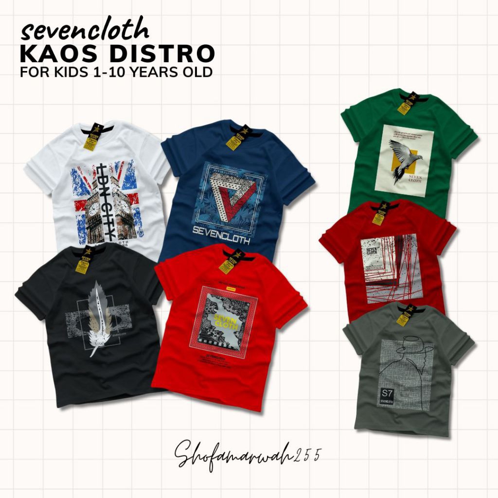 Kaos distro anak sevencloth motif terbaru