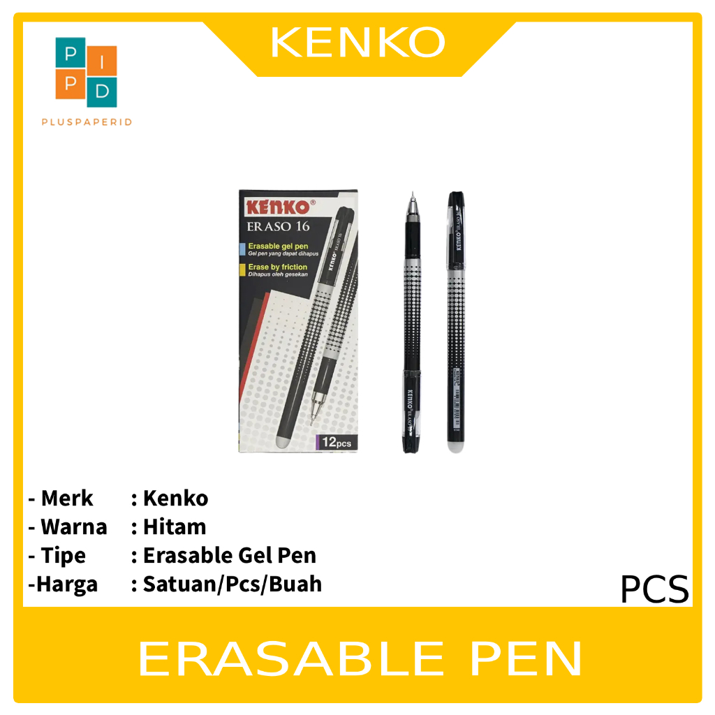 

KENKO - Pulpen Hapus Eraso 16 Erasable Bisa Dihapus Hitam - Pcs