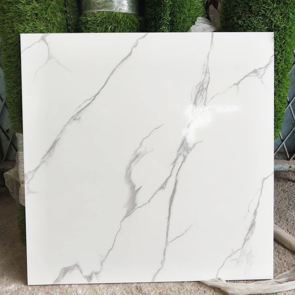 keramik 60x60 putih motif carara (glossy) /keramik lantai/keramik ruang tamu/ keramik dinding/ keram