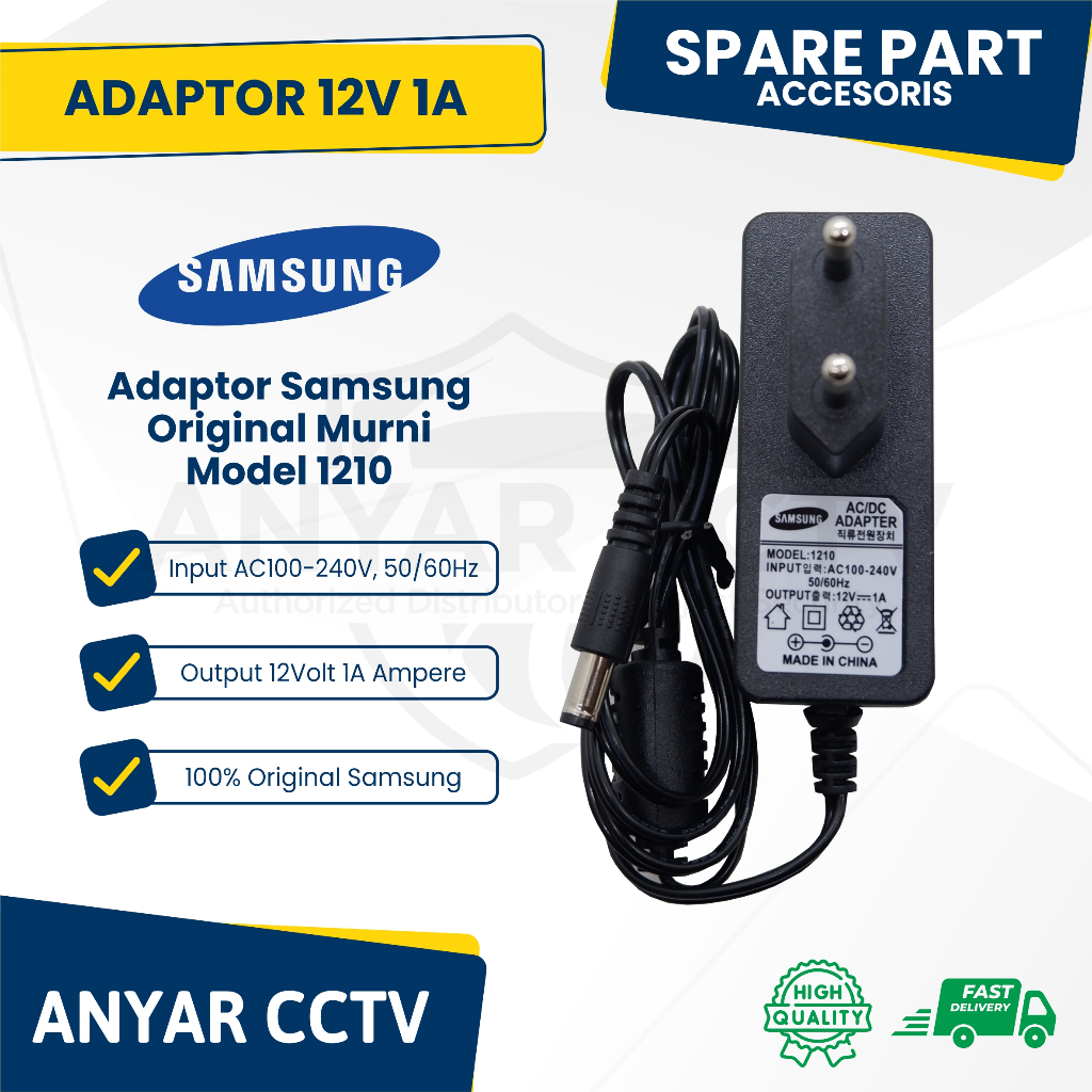 ADAPTOR 12V 1A SAMSUNG ORIGINAL MURNI / ADAPTOR 1A 12V SAMSUNG MURNI