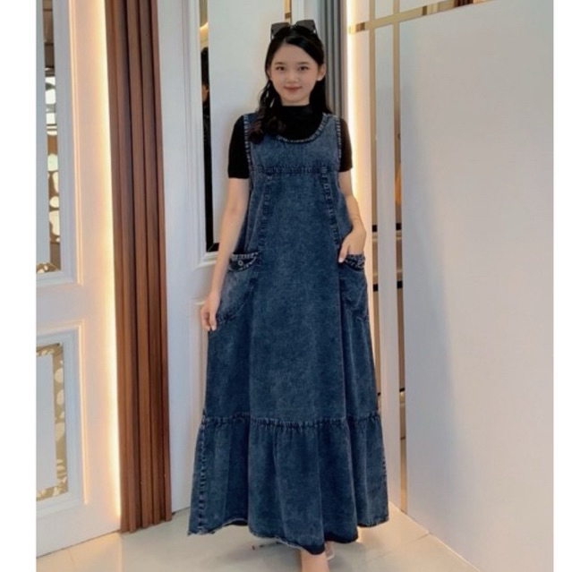 RAISYA OVERALL || overall tanpa lengan || overall jeans wanita terbaru