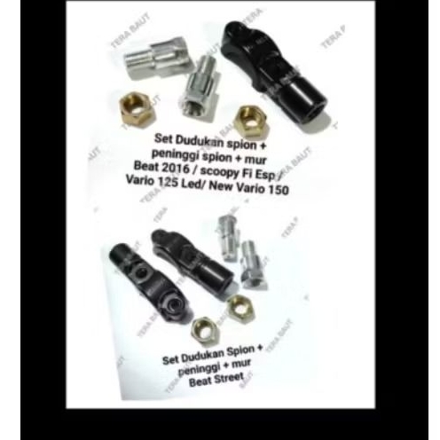 Set Dudukan Spion Vario Scoopy Beat street + peninggi spion + mur pengencang