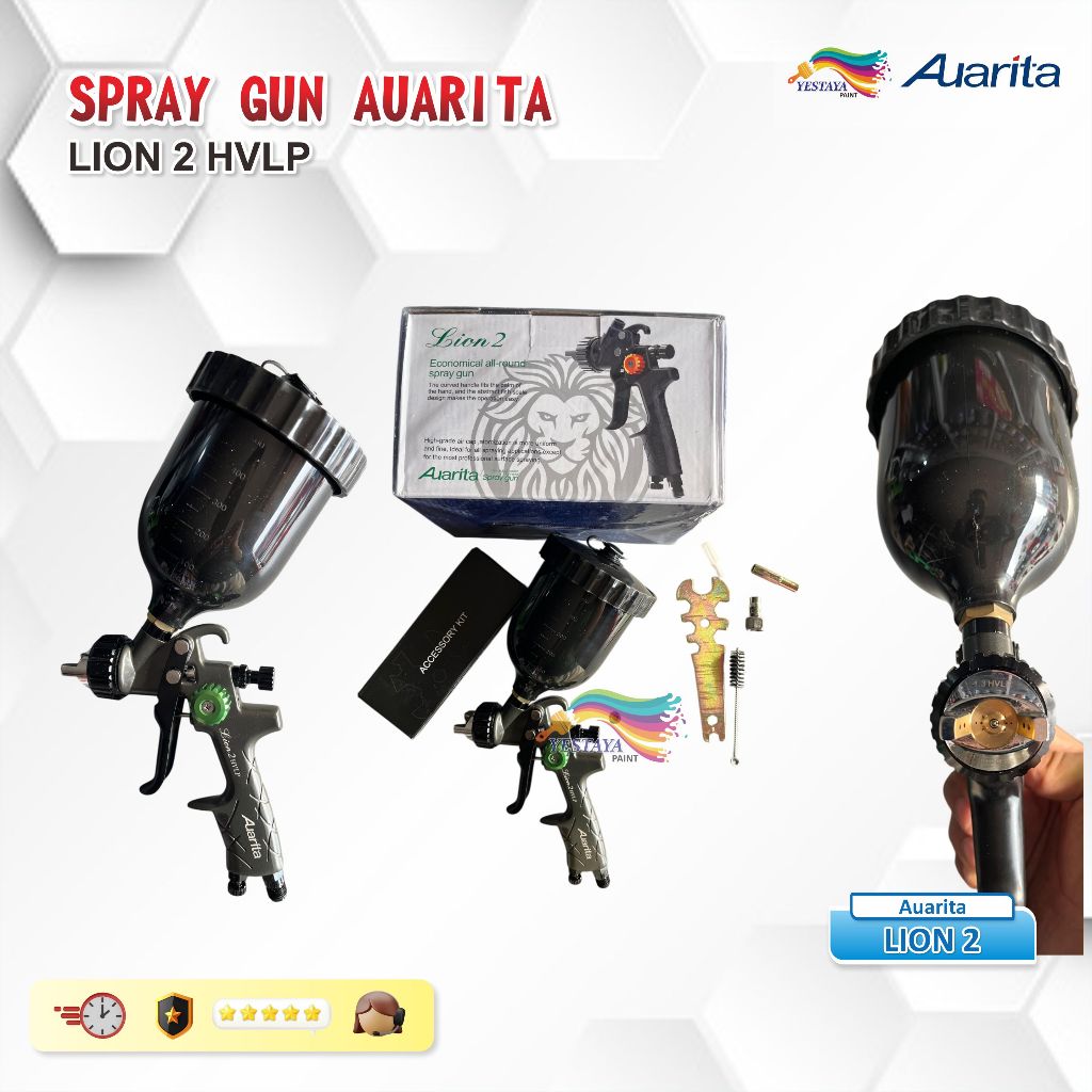 Spray Gun Auarita Lion 2 HVLP New Model 1.3mm Cup 600ml Original