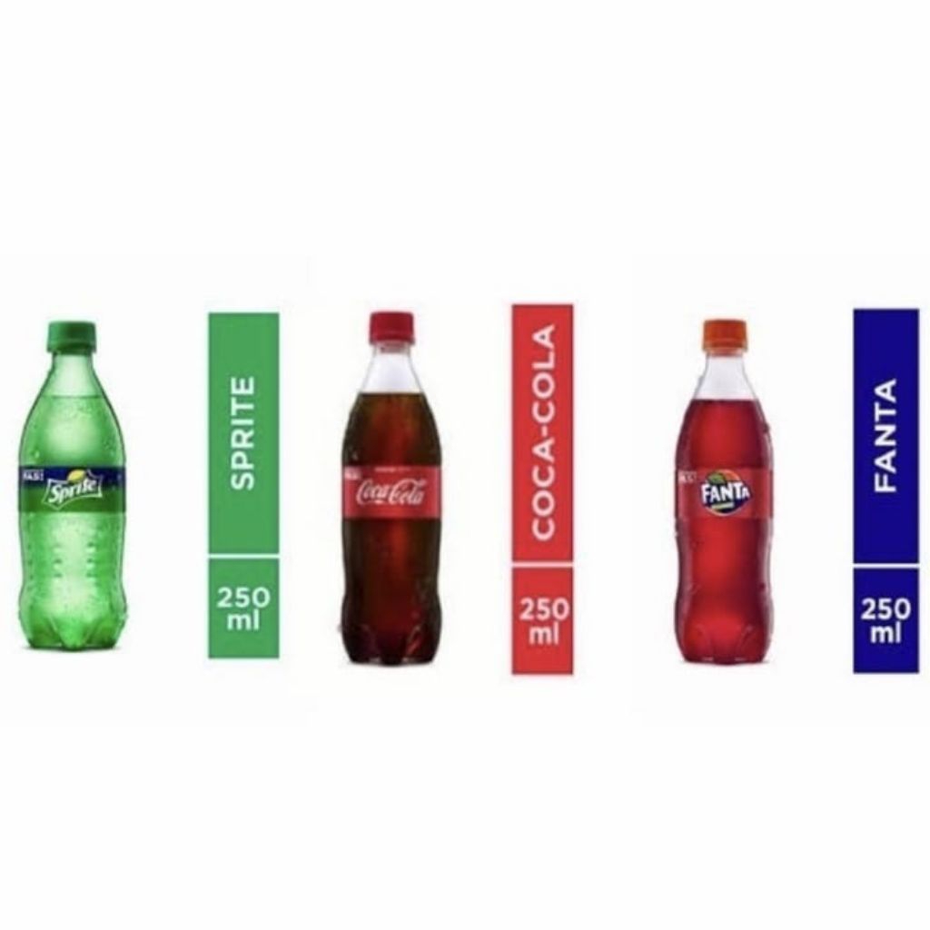 

Sprite 250ml,Fanta 250ml,Coca-Cola 250ml&Fanta Soda250ml Bisa Mix (2-3 Rasa)