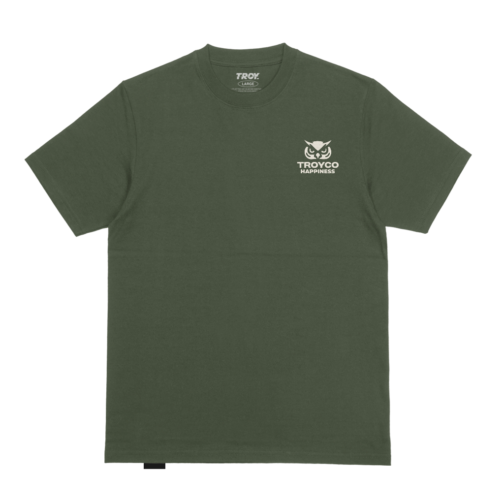Troy Company Tshirt Army Green Happiness - Kaos Lengan Pendek Kaos Hijau Army MTD 3268