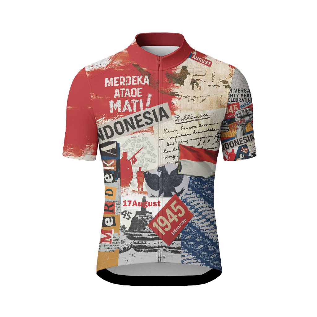 SUB JERSEY VINTAGE INDONESIA UNISEX SHORT SLEEVE CYCLING JERSEY RED - JERSEY SEPEDA PRIA WANITA UNIS