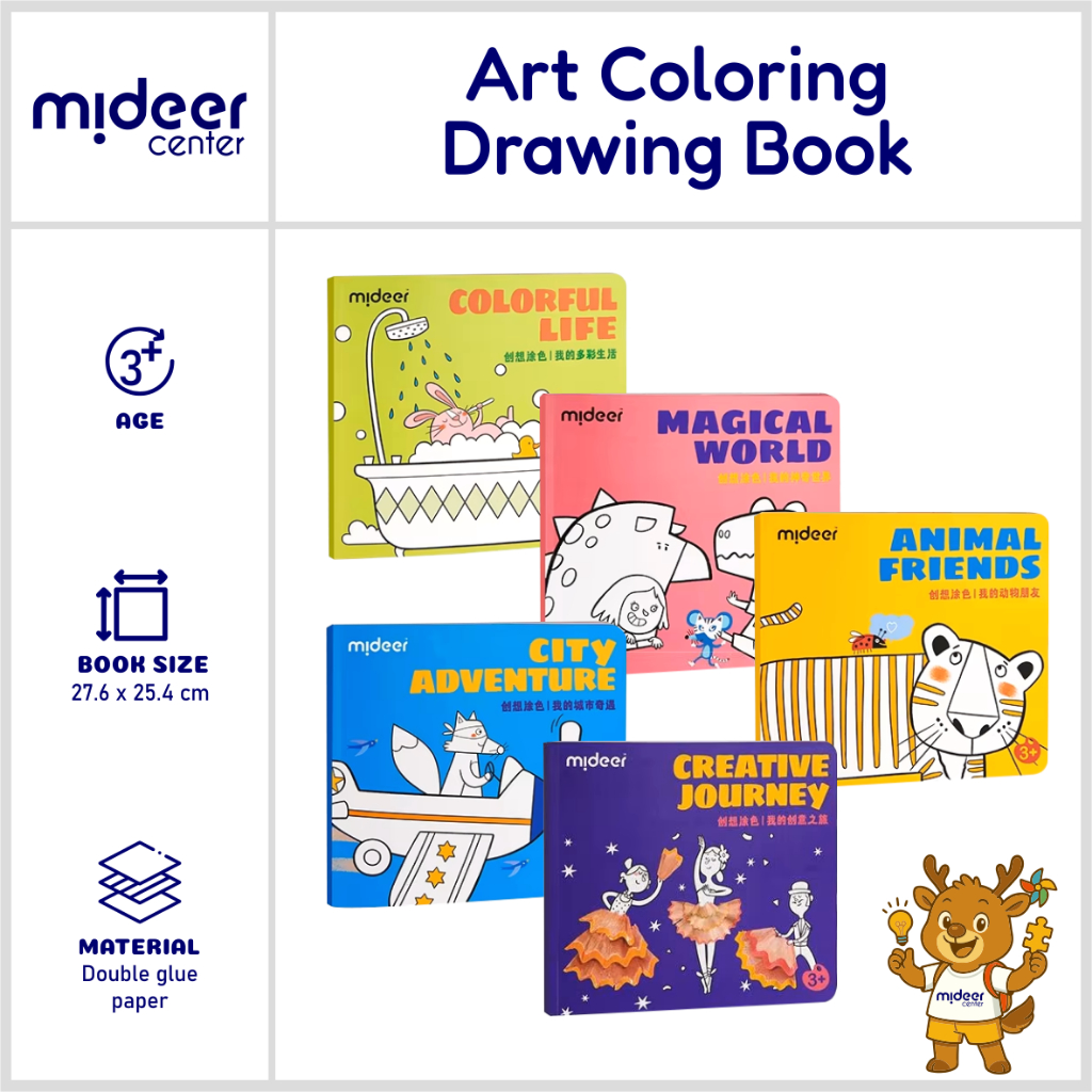 

Mideer Buku Gambar Mewarnai - Drawing Coloring book kartun | Buku Bergambar Mainan Edukasi Anak