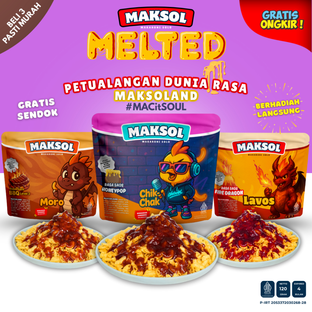 

MAKSOL MELTED BUNDLING 3 - MACARONI SOLO MELTED SAOS PEDAS