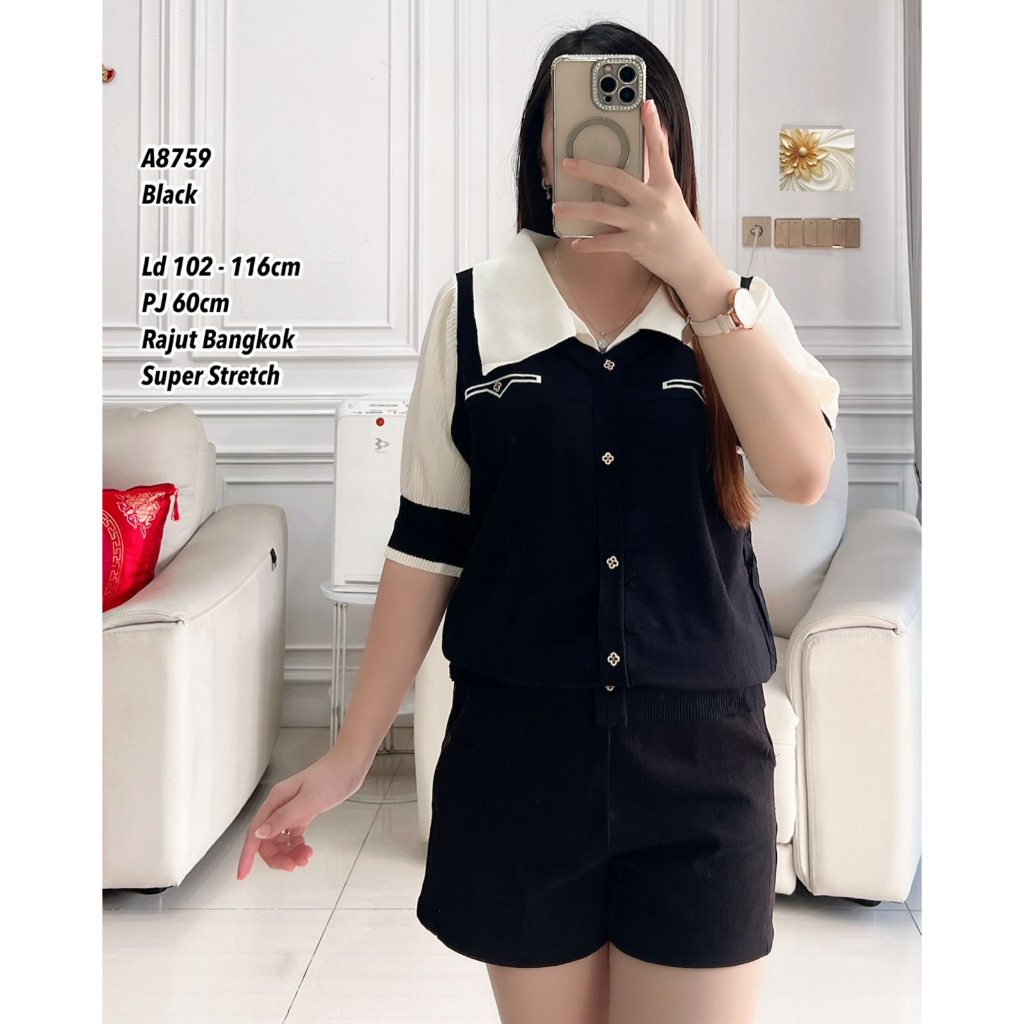 QUINNY-ATASAN WANITA IMPORT-ATASAN RAJUT BANGKOK-BLUS RAJUT IMPORT-BAJU ATASAN BANGKOK