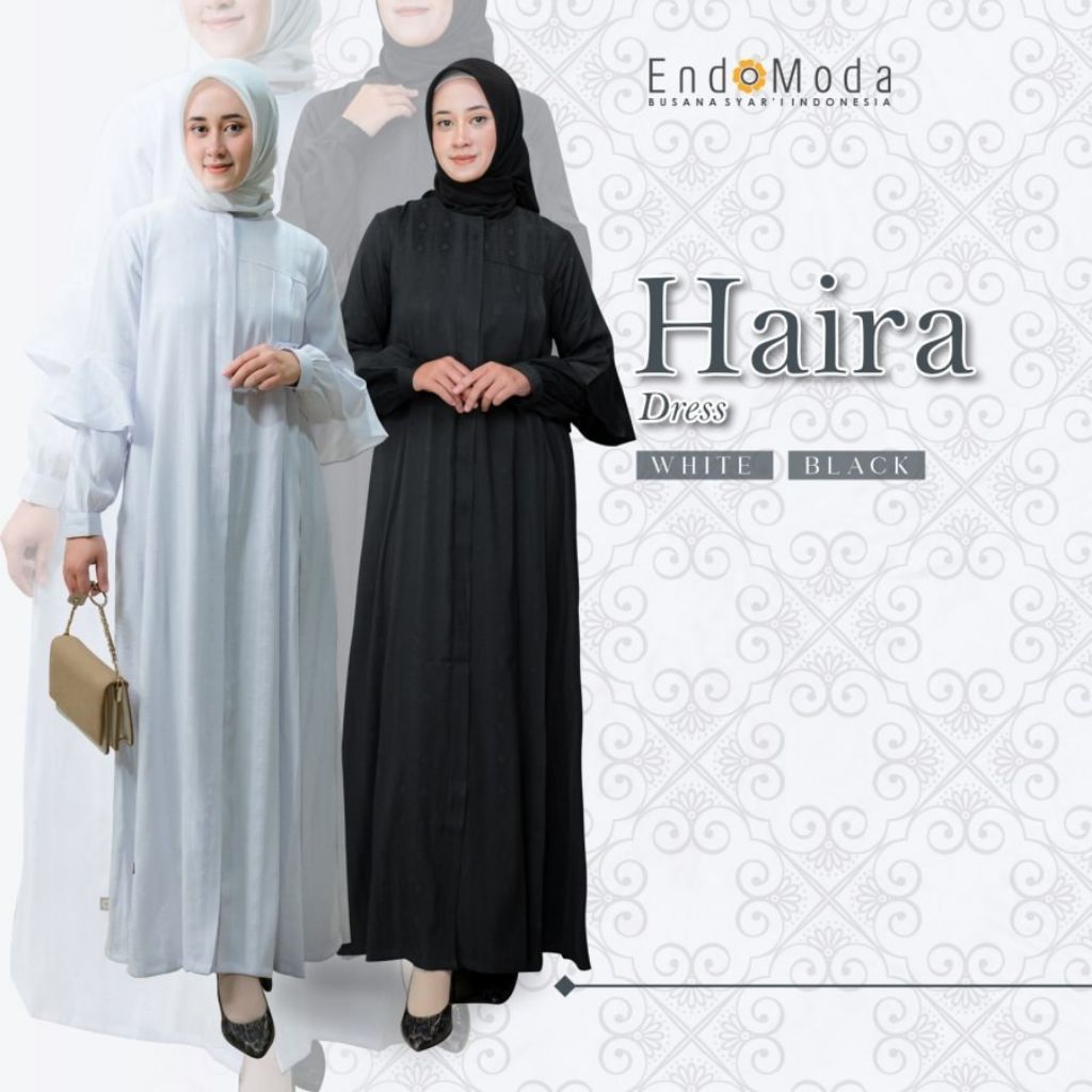 baju gamis haji dan umroh jacquard putih dan hitam polos haira endomoda
