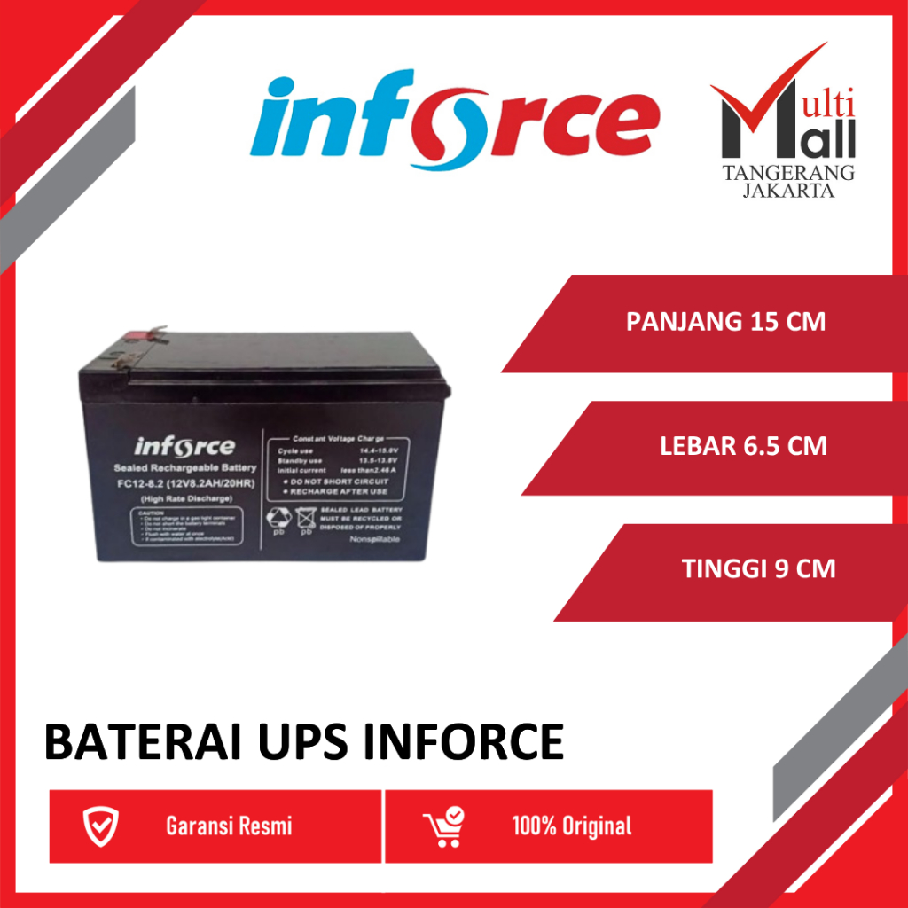 BATERAI UPS INFORCE BATTERY 12 V / 8.0 AH 12V/ 8 AH 8.2 AH