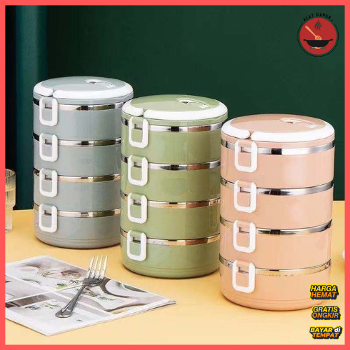 Alat Dapur - Kotak Makan Rantang Makan Siang Stainless Susun Bento Besar Rantang Makan 364-1