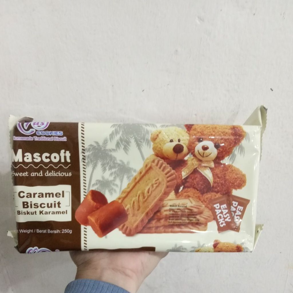 

COOKIES MASCOFT CARAMEL BISCUIT BERAT BERSIH 250 GR