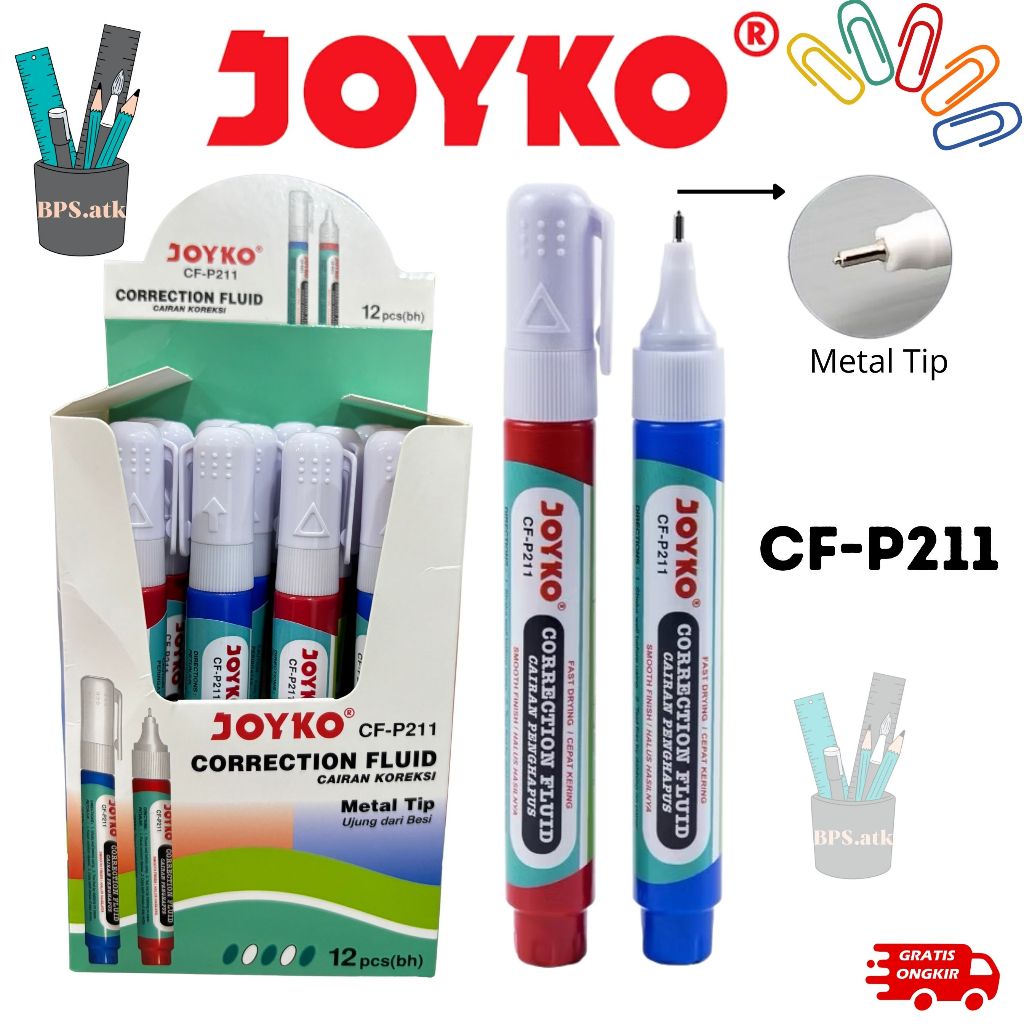 

(12 pcs) JOYKO Correction Fluid Cair / Tip x Cair CF-P211 Koreksi Penghapus Cair