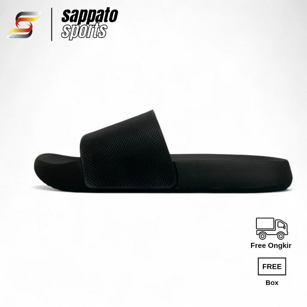 Sandal Slide Polos Hitam Karet Empuk Sendal Pria Sandal selop slip on