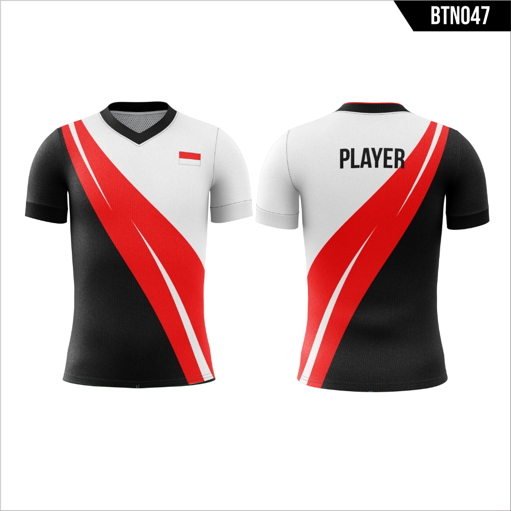 Jersey Badminton Hitam Merah Yonex BTN047 Full Printing Free Request Nama No Punggung