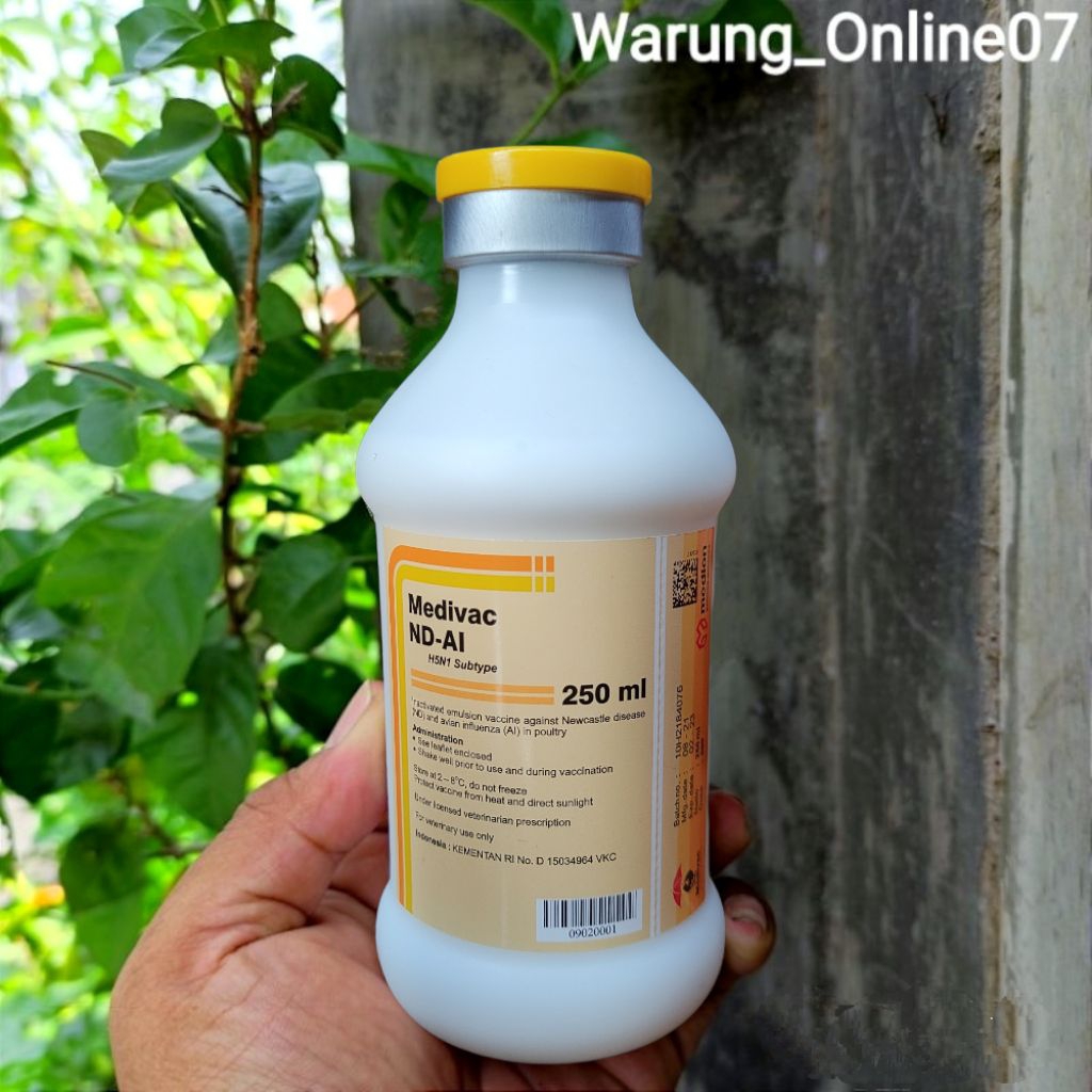Vaksin Medivac ND AI H5N1 Dosis 250ml - Vaksin Ayam Mencegah Flu Burung Tetelo Aratan & Plus Anti St