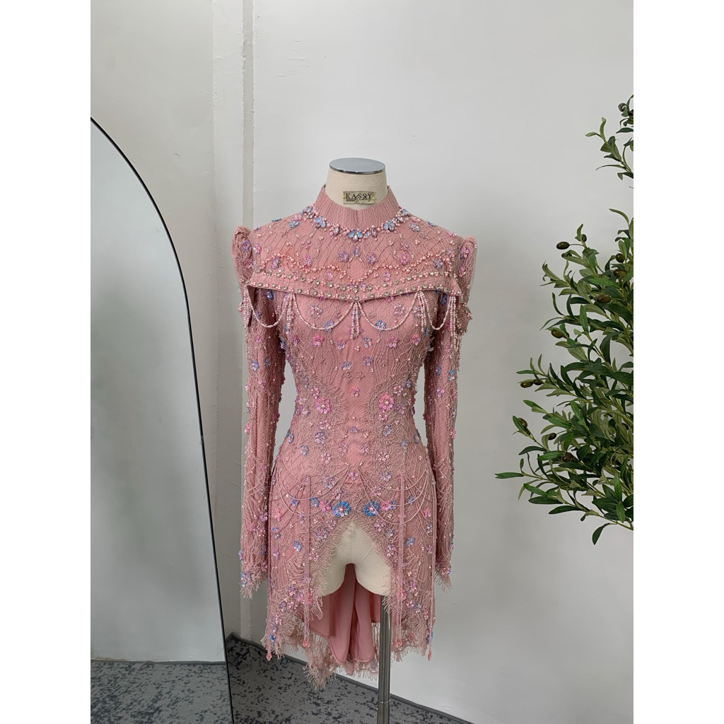 KEBAYA HIJAB SOFT PINK PAYET EKSLUSIFT
