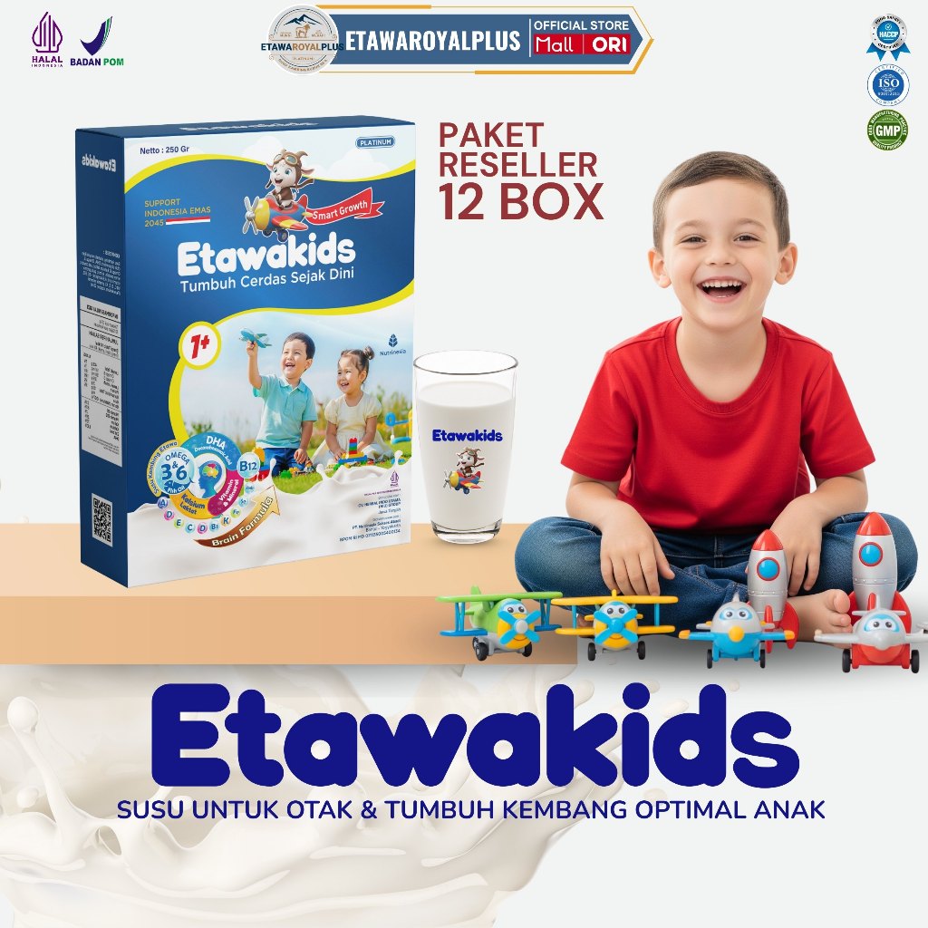 

Susu Anak Etawakids Platinum Kaya Gizi DHA Omega 3 & 6 untuk Otak Cerdas & Tubuh Aktif 12 Box
