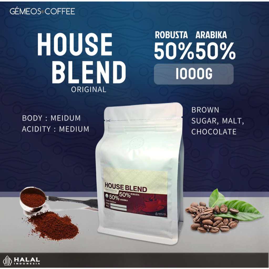 

House Blend Coffee 1kg Original- Kopi Arabica Robusta Premium - Bubuk Murni 100%