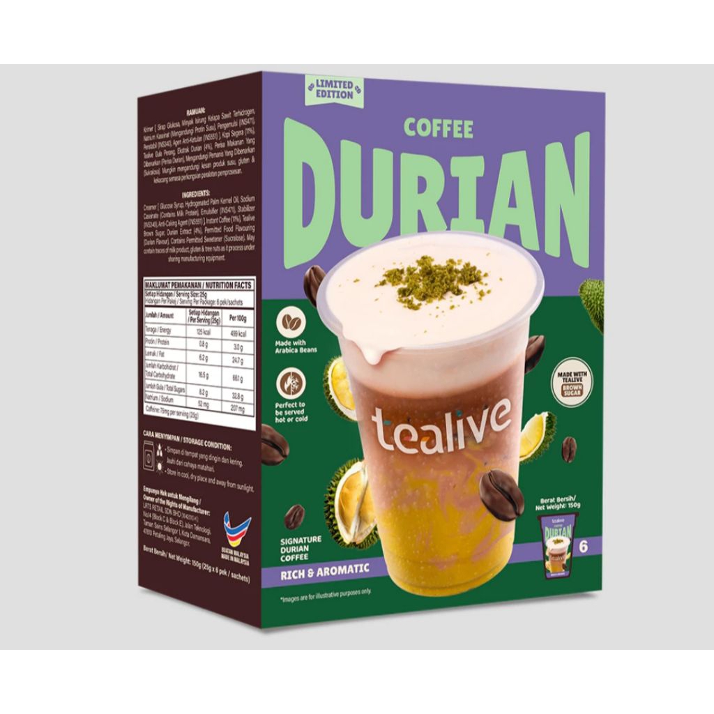 

TEALIVE MILTEA DURIAN/COFFE DURIAN MINUMAN MALAY 1BOX (ISI 6SACHET)