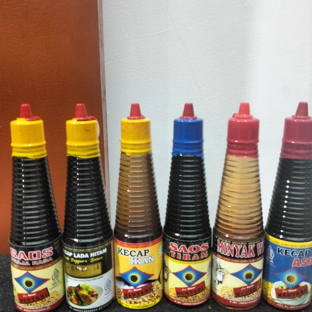 

Mentari Saos tiram,raja rasa,kecap ikan kecap asin lada hitam minyak wijen 150 ml