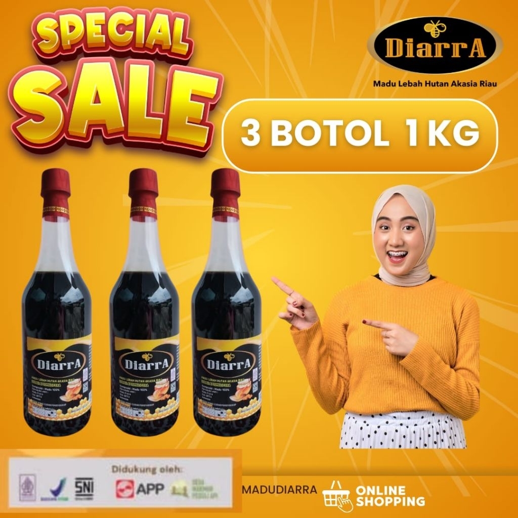 

Madu DiarrA Paket Keluarga 3x@ 1000 gr,Madu asli-madu-Rawhoney-tanpaproses-tanpapengolahan-Sertifikasi-BPOM-Halal-Ujilab-SIG-Bogor